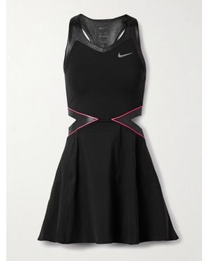 Nike Court Slam Cutout Metallic Dri-Fit And Mesh Tennis Dress - Black