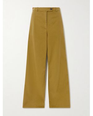 Dries Van Noten Cotton-Twill Wide-Leg Trousers - Green