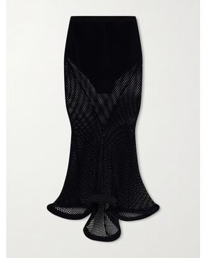 Givenchy Ruffled Mesh Midi Skirt - Black