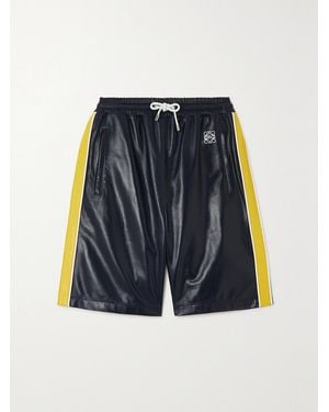 Loewe Striped Leather Shorts - Blue