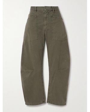 Nili Lotan Shon Pleated Cotton-Blend Twill Tapered Trousers - Green