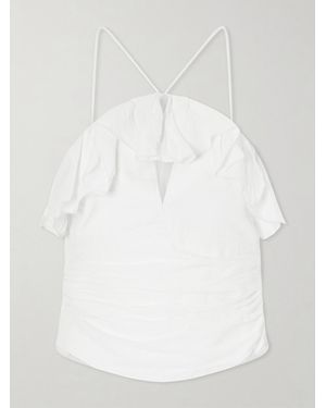 Isabel Marant Djimia Ruffled Cotton-Blend Tank - White