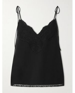 Valentino Garavani Top Aus Crêpe De Chine Aus Seide Mit Spitzenbesätzen - Schwarz