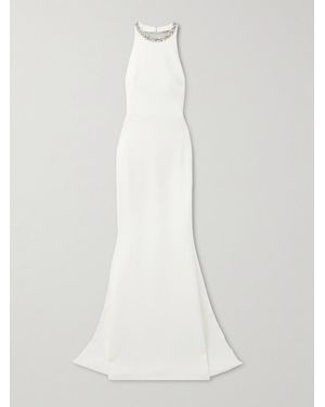 Givenchy Crystal-Embellished Satin-Crepe Halterneck Gown - White