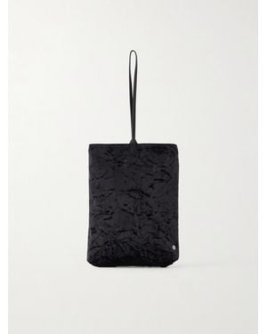 Valesque Bundle Leather-Trimmed Velvet Clutch - White