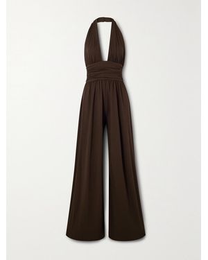 Michael Kors Stretch-Crepe Halterneck Jumpsuit - Brown