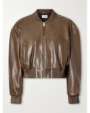 Arma Hannan Cropped Leather Bomber Jacket - Brown
