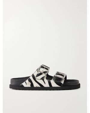 Birkenstock Arizona Zebra-Printed Calf-Hair Sandals - White