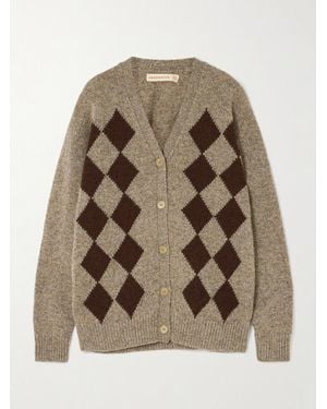 &Daughter Argyle Intarsia-Knit Wool Cardigan - Brown