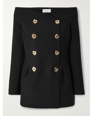 Violante Nessi Vivanti Double-Breasted Off-The-Shoulder Wool-Cady Blouse - Black
