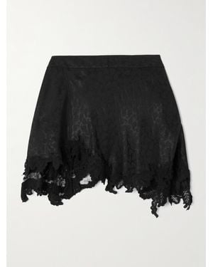 Isabel Marant Reana Lace-Trimmed Satin-Jacquard Mini Skirt - Black