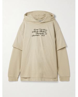 Acne Studios Mehrlagiger Oversized-Hoodie Aus Biobaumwoll-Jersey Mit Print - Natur