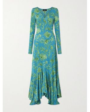 Etro Asymmetrisches, Bedrucktes Maxikleid - Grün