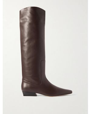 STAUD Wally Leather Knee Boots - Brown