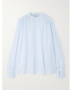 Another Tomorrow Gathered Organic Cotton-Voile Shirt - Blue