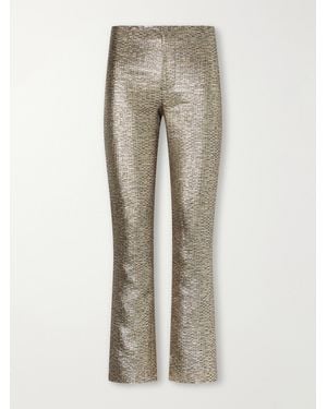 LIBEROWE Lillian Textured Metallic Jacquard Slim-Fit Trousers - Natural