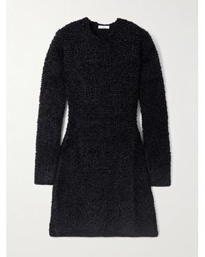 Ferragamo Minikleid Aus Bouclé-Jacquard-Strick - Blau