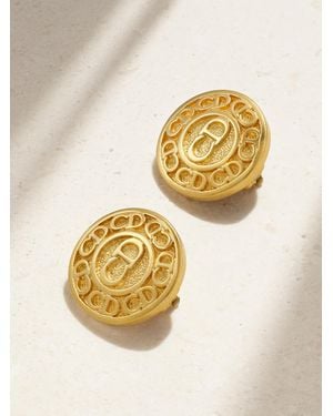 Susan Caplan Christian Dior-Plated Clip Earrings - Metallic
