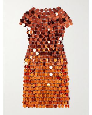 Rabanne Assemblage Sequined Chainmail Mini Dress - Orange