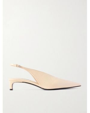 Jil Sander Crinkled Patent-Leather Slingback Pumps - Natural