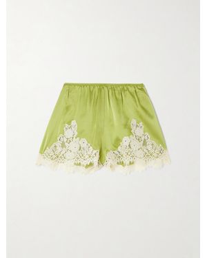 Doen Iona Lace-Trimmed Silk-Satin Shorts - Grün