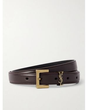 Saint Laurent Cassandre Leather Belt - Red