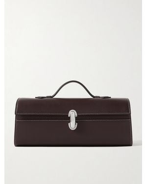 SAVETTE Slim Symmetry Leather Tote - Brown