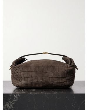 Calvin Klein Andy Small Croc-Effect Suede Clutch - Black