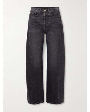B Sides Slim Lasso Cropped Mid-Rise Wide-Leg Jeans - Blue