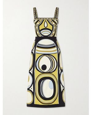 La DoubleJ Buy Me A Martini Printed Crepe Midi Dress - White