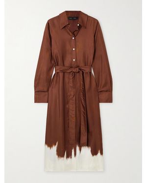 Proenza Schouler Amaya Belted Silk Satin-Twill Dress - Brown