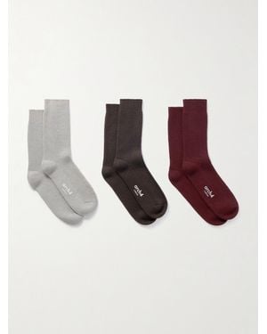 arch4 Lucia Set Of Three Ribbed Cashmere Socks - Natural