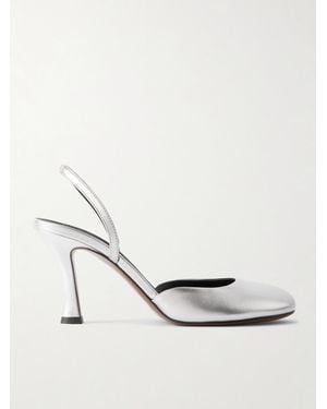 Neous Baten Metallic Leather Slingback Court Shoes - White