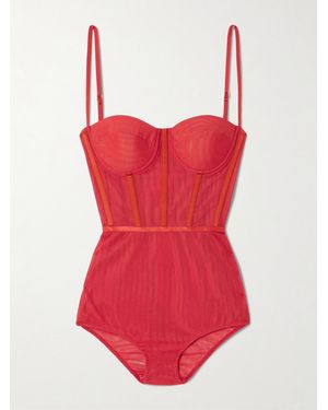 Zimmermann Rebellion Mesh Corset Bodysuit - Red