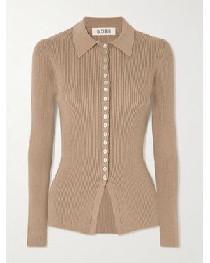 Rohe Ribbed Cotton-Blend Cardigan - Natural