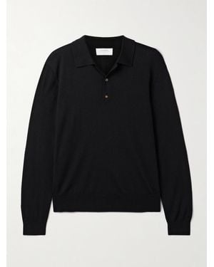 La Ligne Ben Oversized-Pullover Aus Einer Mischung Aus Seide, Wolle Und Kaschmir Mit Polokragen - Schwarz