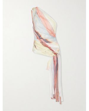 Aje. Capture One-Shoulder Draped Top - Natural