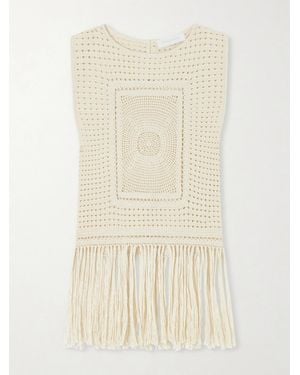 Zimmermann Indra Fringed Crocheted Cotton Tank Top - Natural