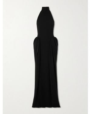 16Arlington Casini Gathered Crepe Halterneck Gown - Black