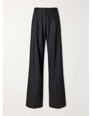 KHAITE August Pleated Wool-Blend Straight-Leg Pants - Black