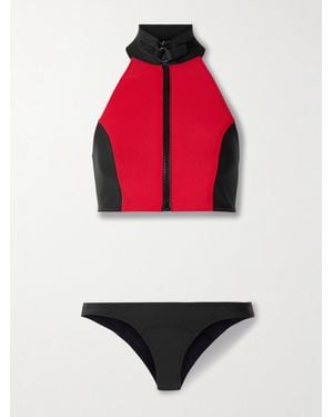 Lisa Marie Fernandez Lisa Marie Two-Tone Neoprene Halterneck Bikini - Red