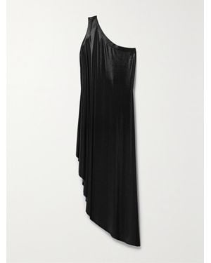Norma Kamali One-Shoulder Asymmetric Lamé Tunic - Black