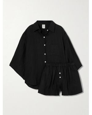 Deiji Studios 03 Linen Shirt And Shorts Set - Black