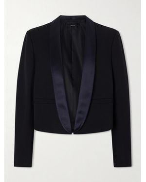 Tom Ford Verkürzter Blazer Aus Grain De Poudre Aus Wolle Mit Seidensatinbesatz - Blau