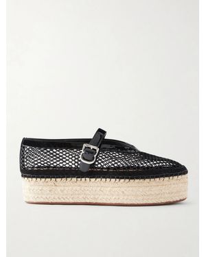 Alaïa Buckled Mesh Platform Espadrille Sandals - Black