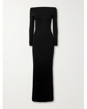 ÉTERNE Off-The-Shoulder Ribbed Stretch-Jersey Maxi Dress - Black