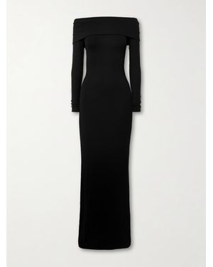 ÉTERNE Schulterfreies Maxikleid Aus Geripptem Stretch-Jersey - Schwarz