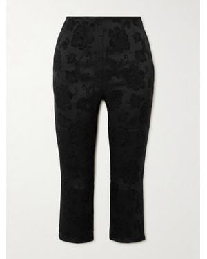 Alessandra Rich Cropped Satin-Jacquard Skinny Trousers - Black