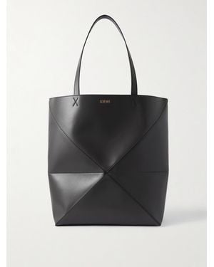 Loewe Puzzle Fold Convertible Large Leather Tote - Black