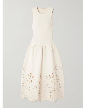 Ulla Johnson Rosaline Ribbed-Knit And Broderie Anglaise Jersey Midi Dress - Natural